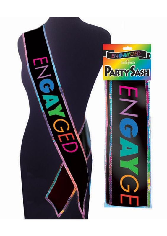ENGAYGED PRIDE PARTY SASH BLACK/RAINBOW