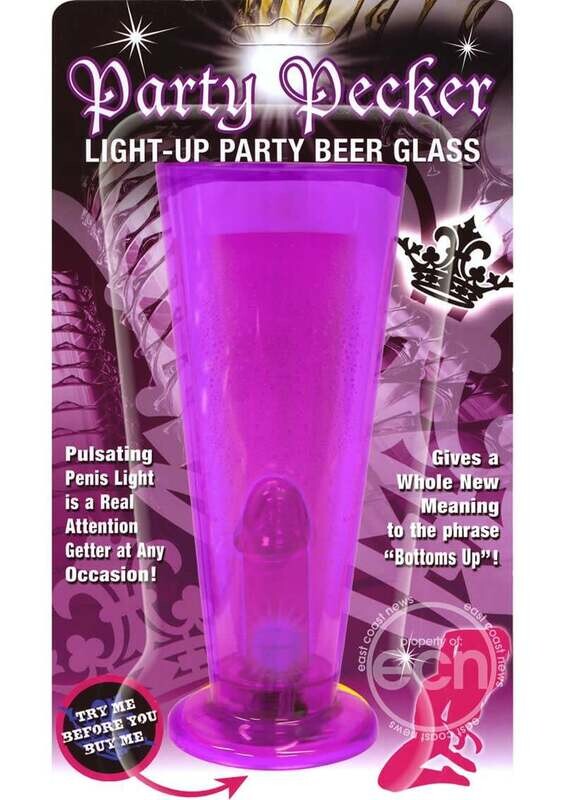 PARTY PECKER LIGHT UP PARTY BEER GLASS PURPLE (DISC.)