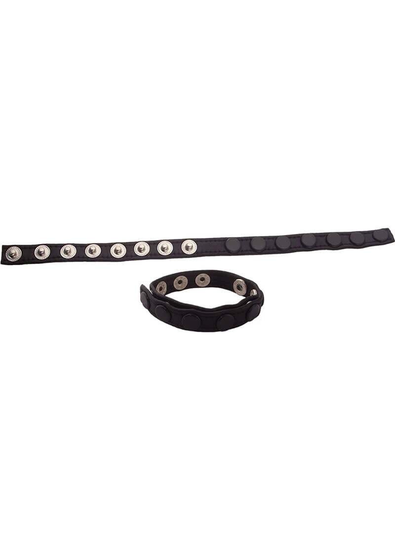 ROUGE MULTI SNAP LEATHER COCK STRAP BLACK