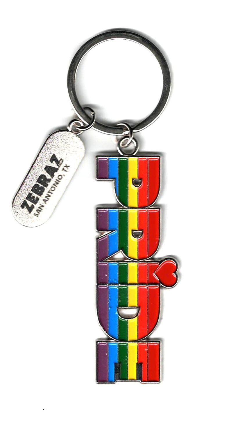 PRIDE WORD RAINBOW KEYCHAIN WITH ZEBRAZ TAG