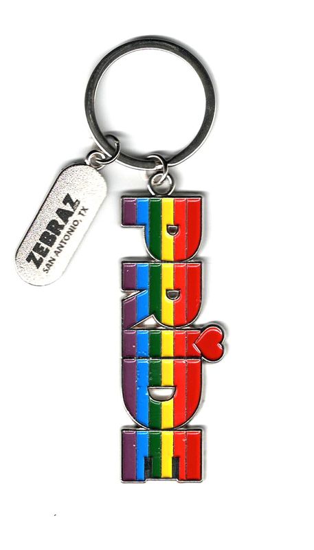 PRIDE WORD RAINBOW KEYCHAIN WITH ZEBRAZ TAG
