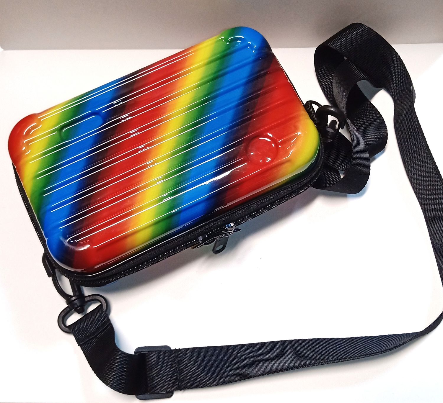RAINBOW SUITCASE HANDBAG WITH REMOVABLE STRAPS