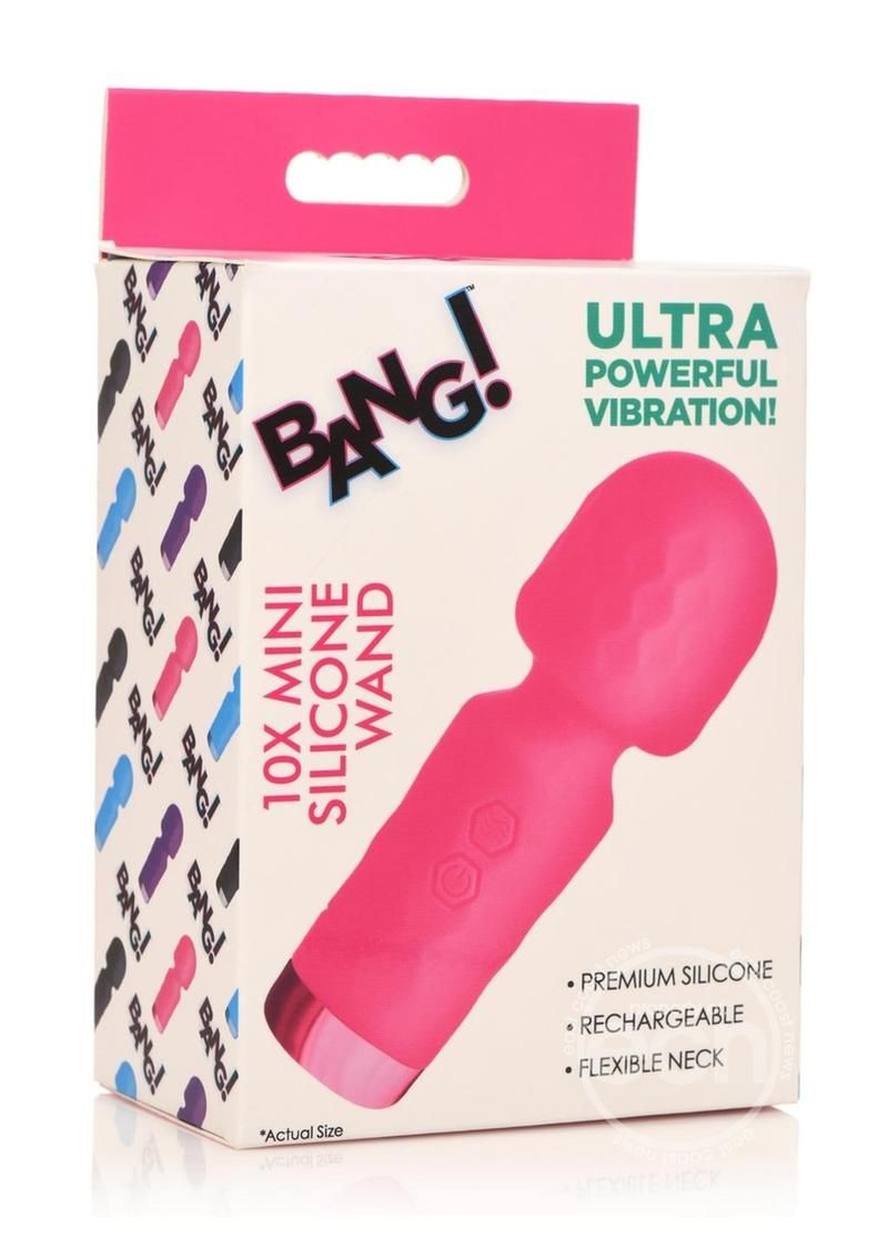 Bang! 10X Mini Silicone Rechargeable Wand, Size: Pink