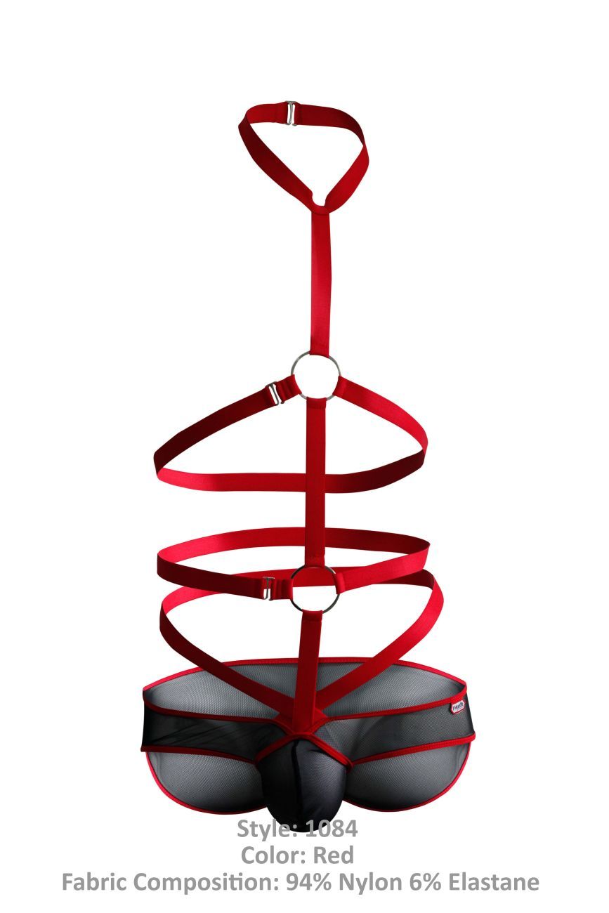 PIKANTE LIPS HARNESS BRIEF RED, Size: SMALL