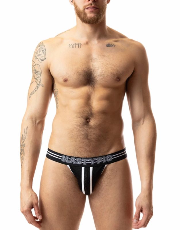NASTY PIG VARSITY SPORT BRIEF BLACK & WHITE
