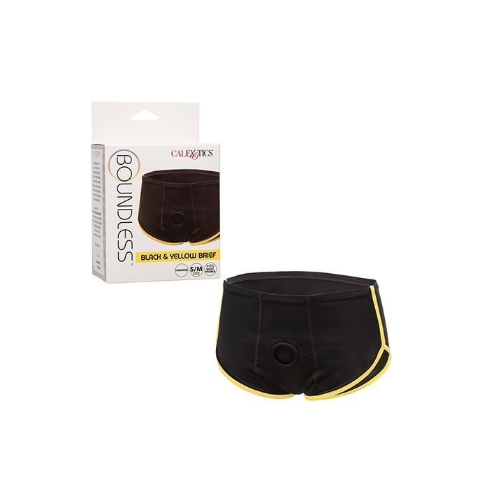BOUNDLESS BOXER BRIEF BLACK & YELLOW BOUNDLESS BOXER BRIEF BLACK & YELLOW, Size: S/M