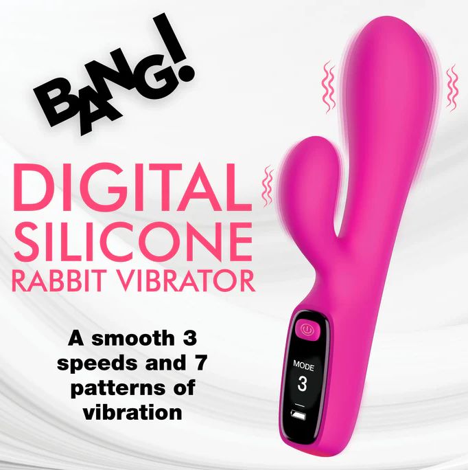 Bang! Digital Rechargeable Silicone Rabbit Vibrator Pink