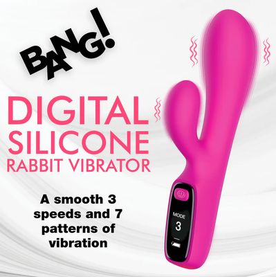 Bang! Digital Rechargeable Silicone Rabbit Vibrator Pink Bang! Digital Rechargeable Silicone Rabbit Vibrator Pink
