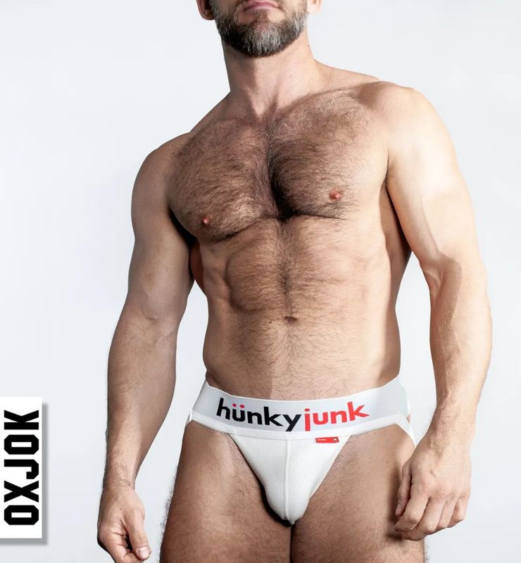 OXJOK HUNKER COMFY POUCH SLIDER-STRAP JOCK WHITE SNOW