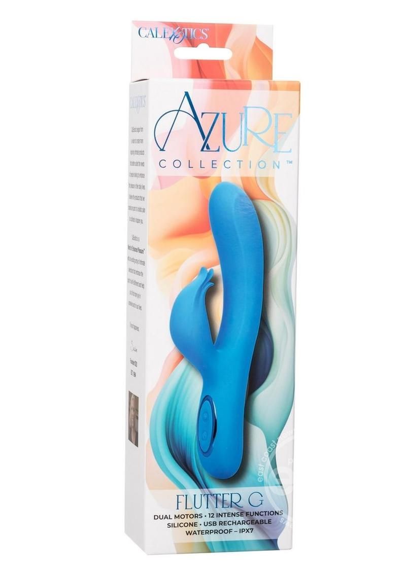 AZURE COLLECTION FLUTTER G RECHARGEABLE SILICONE VIBRATOR BLUE