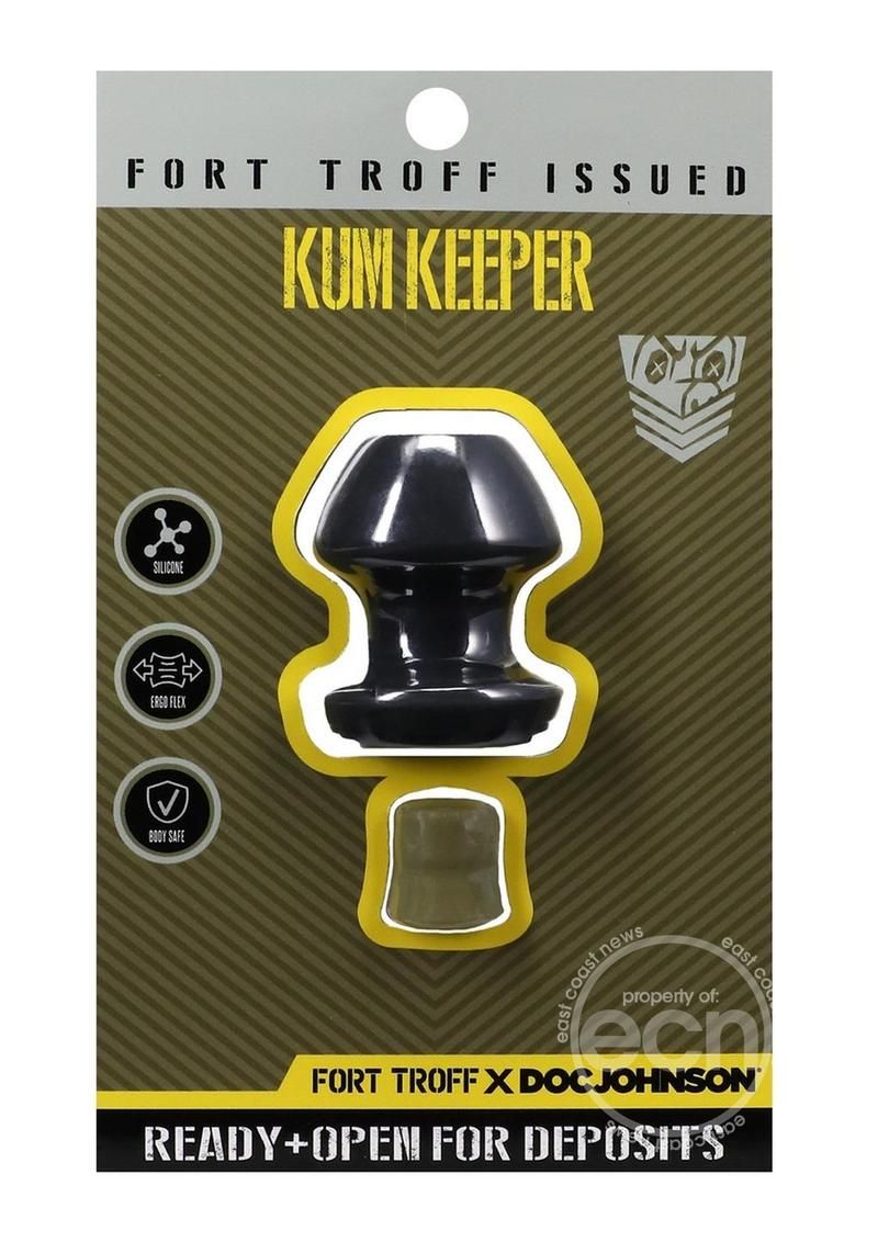 FORT TROFF KUM KEEPER SILICONE OPEN END BLACK ANAL PLUG, Size: SMALL