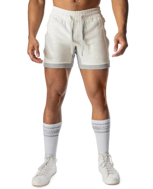 NASTY PIG DUAL RUGBY SHORT HEATHER GREY & CREAM