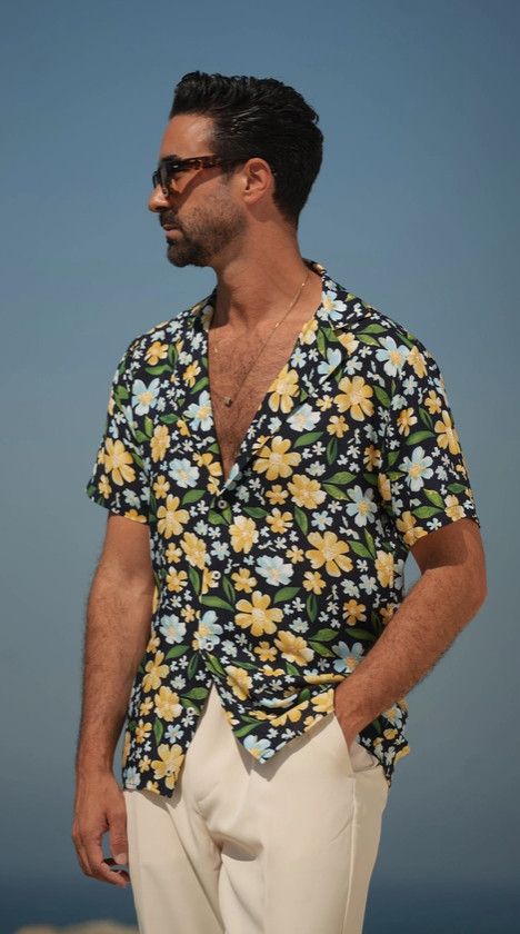 PETALS PRINT BUTTON UP SHIRT PETALS PRINT BUTTON UP SHIRT, Size: X-LARGE