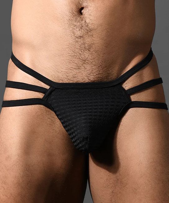 ANDREW CHRISTIAN MARTEL MESH SPIDER THONG WITH ALMOST NAKED BLACK