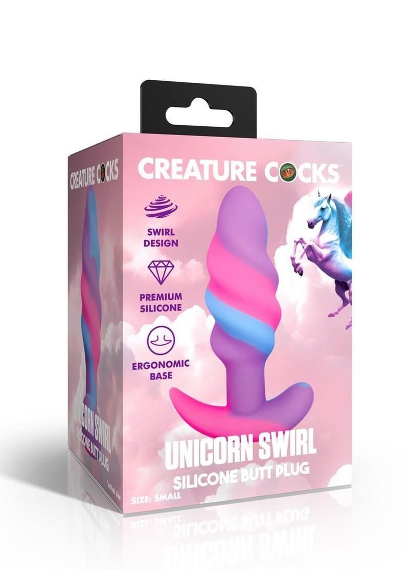 Creature Cocks Unicorn Swirl Silicone Butt Plug , Size: Small
