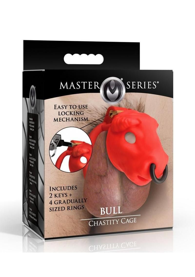 Master Series Bull Chastity Cage, Color: Red