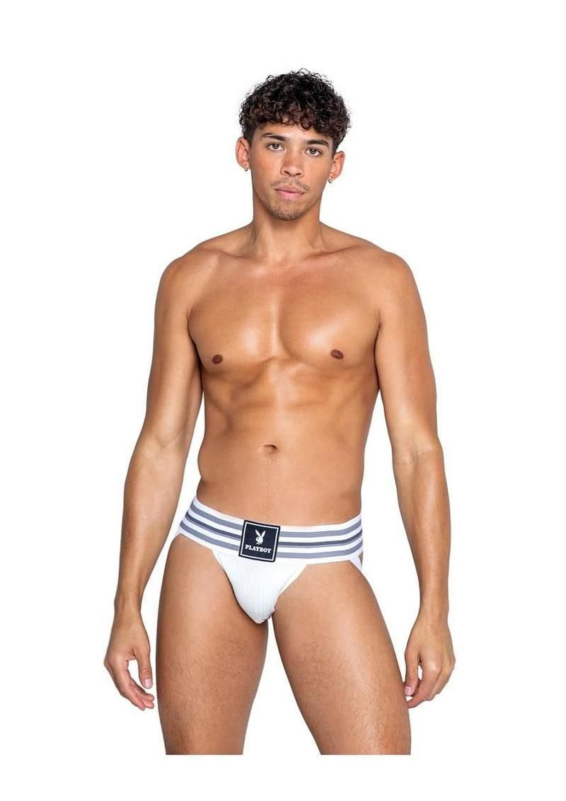 PLAYBOY MENS LOCKER ROOM JOCK STRAP WHITE, Size: SMALL