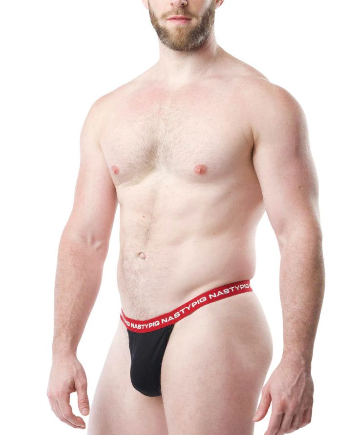 NASTY PIG LIFT CLUB THONG BLACK & RED, Size: SMALL