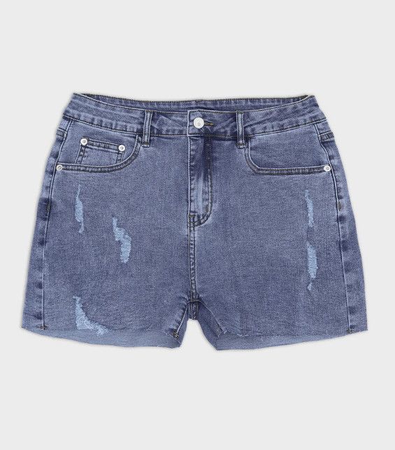 JJ MALIBU ROCKSTAR RAW CUT 2.5 JJ MALIBU ROCKSTAR RAW CUT 2.5" DENIM SHORT SHORTS WASHED BLUE, Size: SMALL