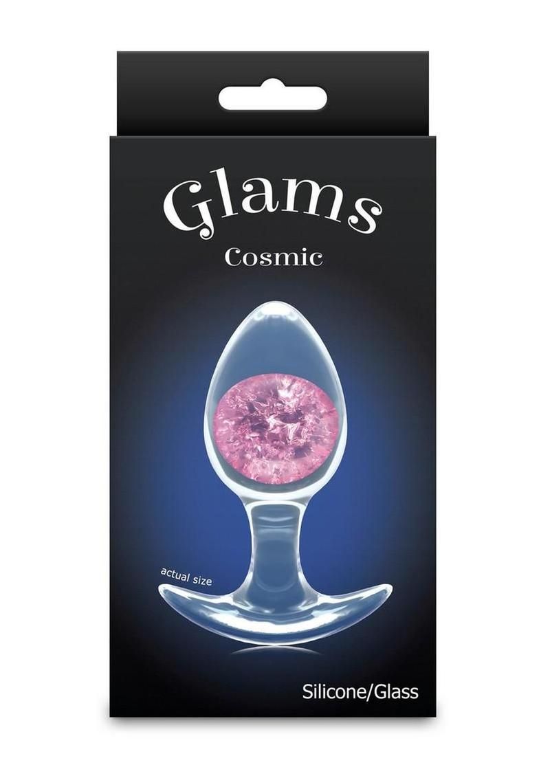 COSMIC GLAMS SILICONE ANAL PLUG MEDIUM, Color: PINK & CLEAR