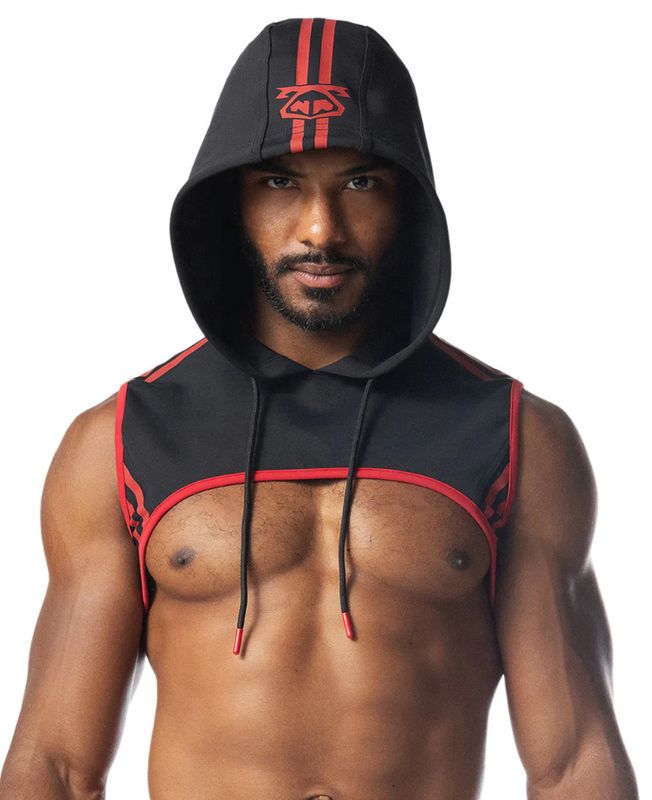 NASTY PIG IGNITE CROPPED HOODIE BLACK & RED