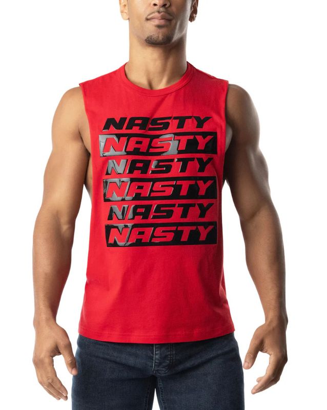 NASTY PIG NASTY SHREDDER TANK TOP RED & BLACK NASTY PIG NASTY SHREDDER TANK TOP RED & BLACK