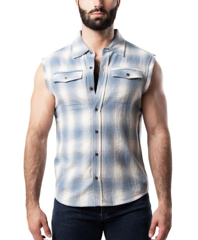 NASTY PIG BRAWN SLEEVELESS SHIRT PERRY BLUE NASTY PIG BRAWN SLEEVELESS SHIRT PERRY BLUE