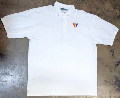 POLO SHIRT WITH EMBROIDERED RAINBOW FAN WHITE XXL