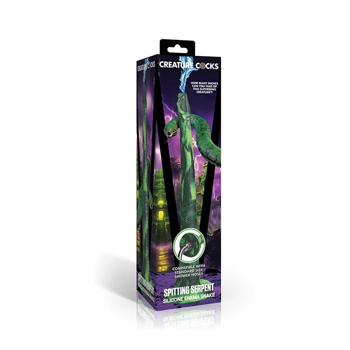 CREATURE COCKS SPITTING SERPENT SILICONE ENEMA SNAKE BLACK & GREEN CREATURE COCKS SPITTING SERPENT SILICONE ENEMA SNAKE BLACK & GREEN