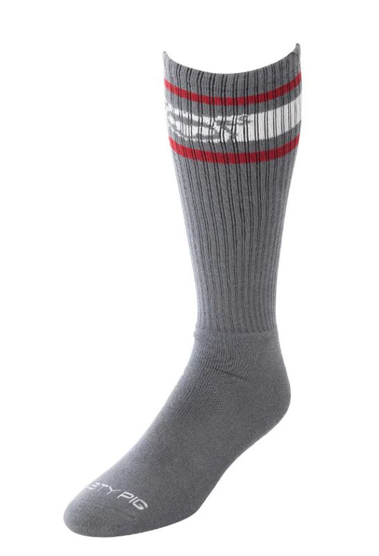 NASTY PIG HOOK'D UP SPORT SOCKS 3.0 CHARCOAL GREY & RED AND WHITE