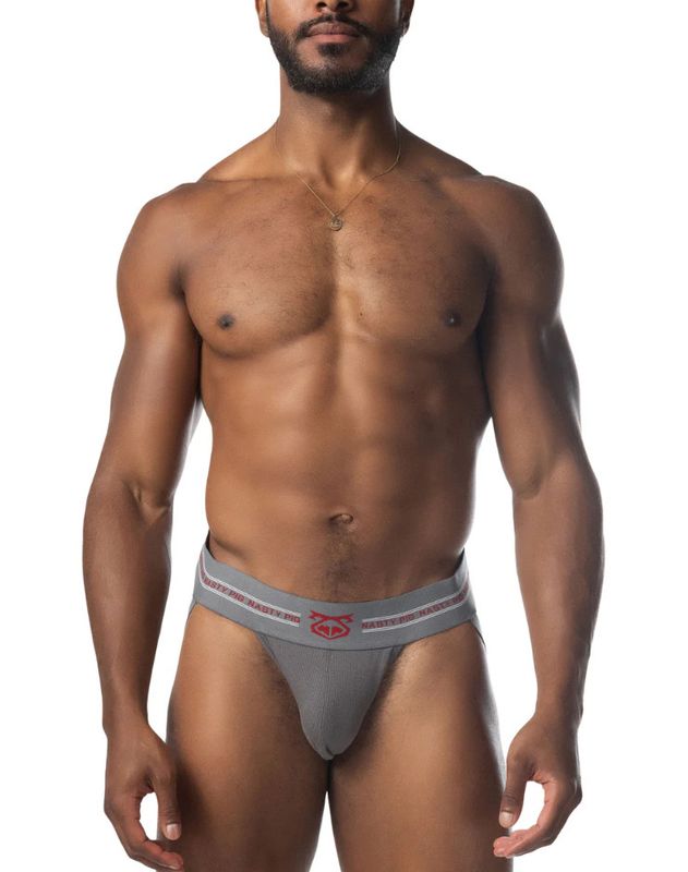 NASTY PIG CORE JOCK STRAP 3.0 CHARCOAL GREY & RED AND WHITE