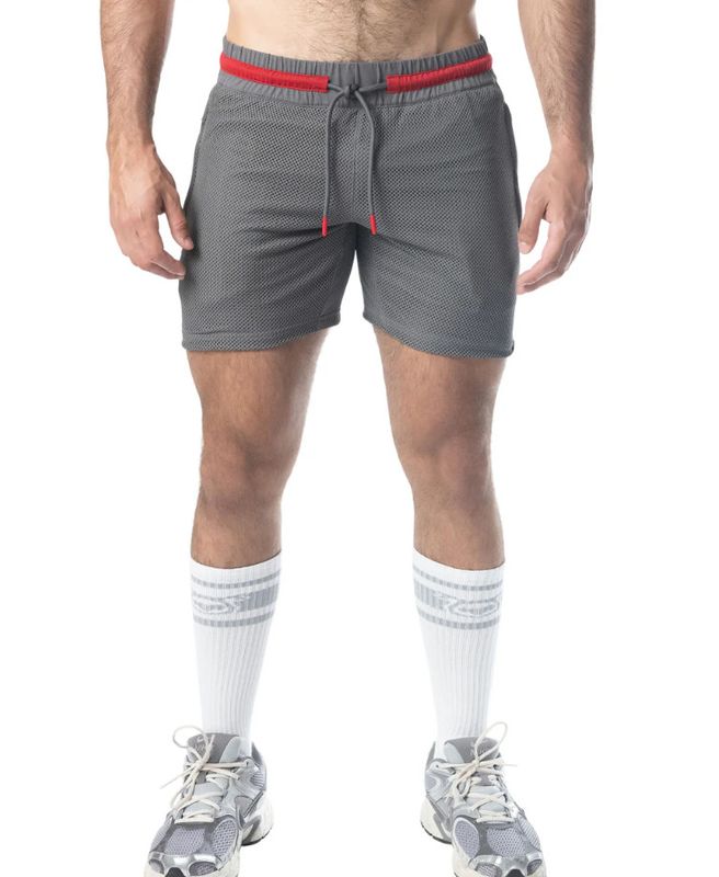 NASTY PIG FLEX RUGBY SHORT CHARCOAL REY & RED