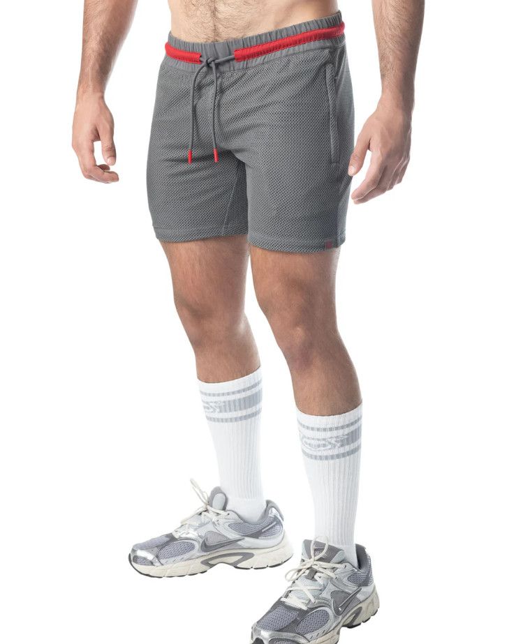 NASTY PIG FLEX RUGBY SHORT CHARCOAL REY & RED, Size: SMALL