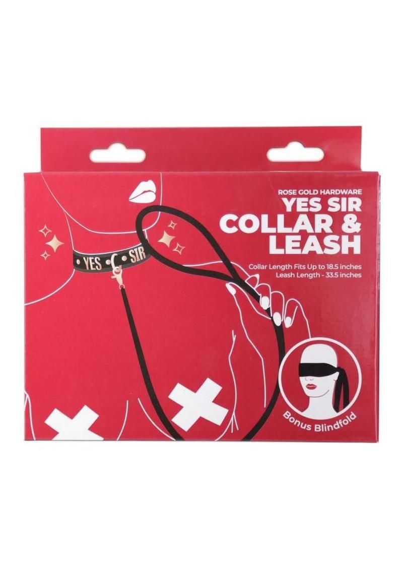 PUNISHMENT "YES SIR" COLLAR & LEASH BLACK & ROSE GOLD
