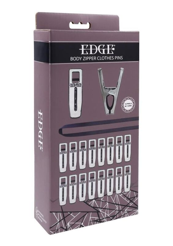 Edge Body Zipper Clothes Pins Black & Silver