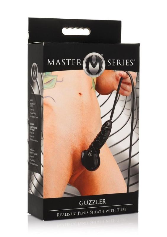 Master Series Guzzler Realistic Penis Sheath with Tube Black