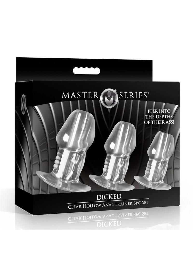 Master Series Dicked Hollow Anal Plug Set (3 Piece) Clear