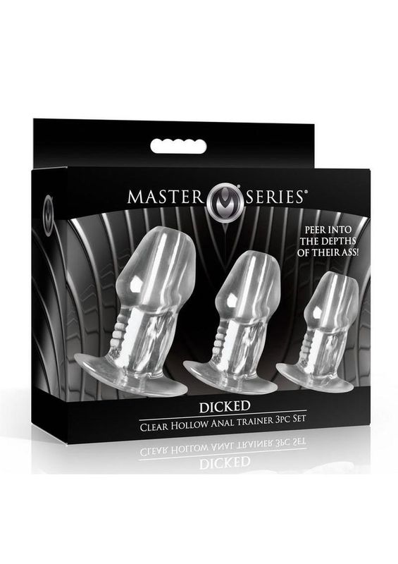 Master Series Dicked Hollow Anal Plug Set (3 Piece) Clear