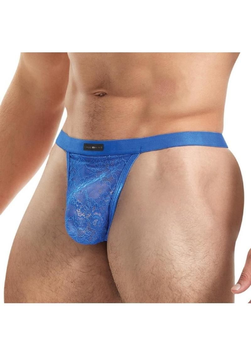 Lace King Lace G-String Blue, Size: S/M