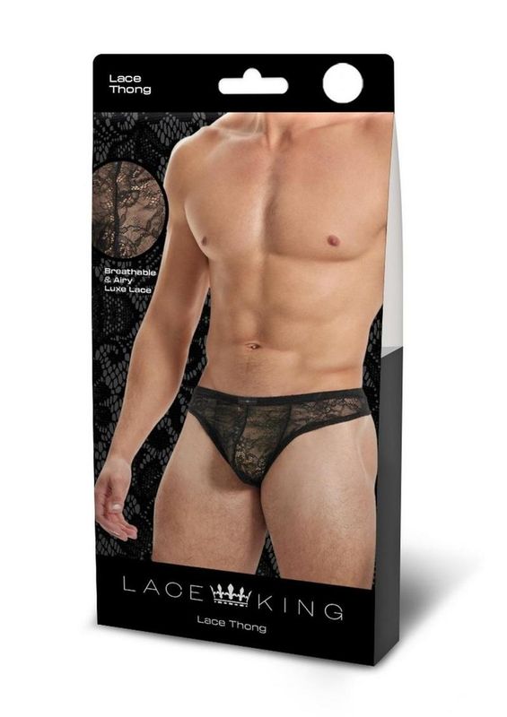 Lace King Lace Thong  Black