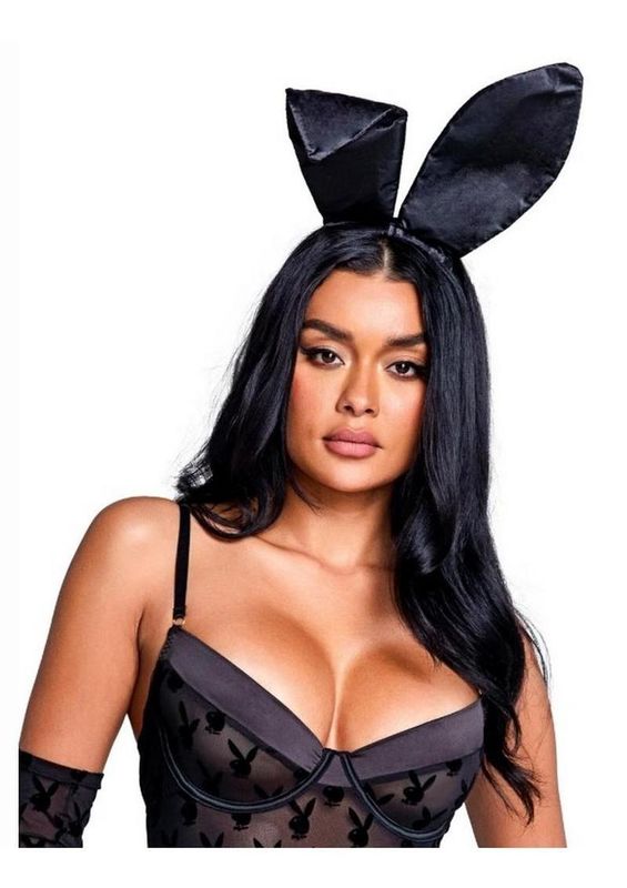 Playboy Satin Bunny Ears Black