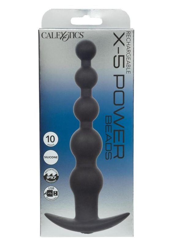 Anal Toys Rechargeable X-5 Silicone Power Beads 7.25in Black Anal Toys Rechargeable X-5 Silicone Power Beads 7.25in Black