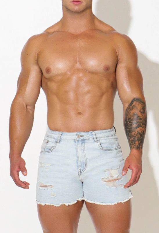 JJ Malibu Jaded 3.5" Denim Short Shorts Light Sky Blue