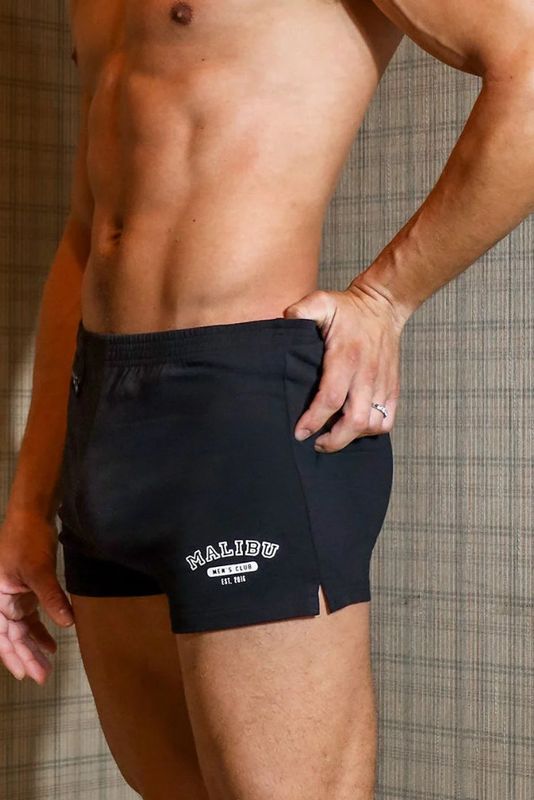 JJ Malibu Peek-A-Boo Varsity 2 inch Short Shorts Midnight Black