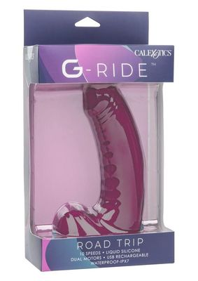 G-Ride Road Trip Rechargeable Silicone Dual Motor Vibrating Dildo with Suction Cup 6.75in Red G-Ride Road Trip Rechargeable Silicone Dual Motor Vibrating Dildo with Suction Cup 6.75in Red