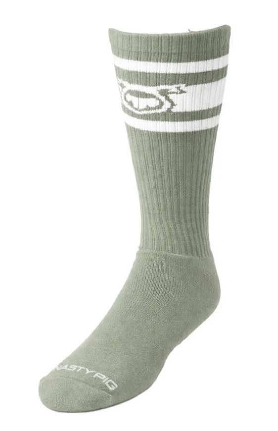 NASTY PIG HOOK'D UP SPORT SOCKS SAGE GREEN & WHITE