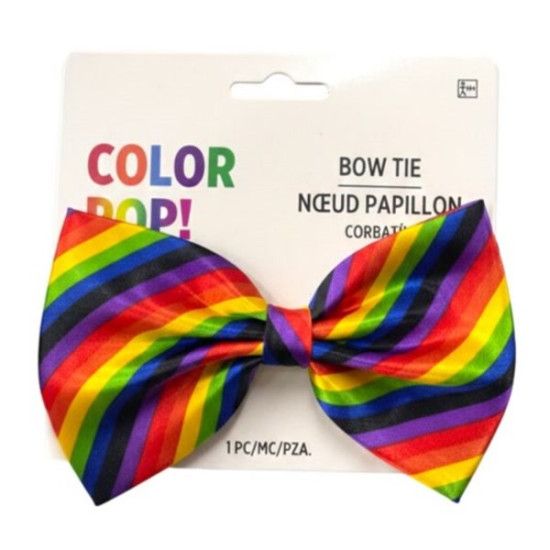 RAINBOW BOW TIE WITH DIAGONAL STRIPES