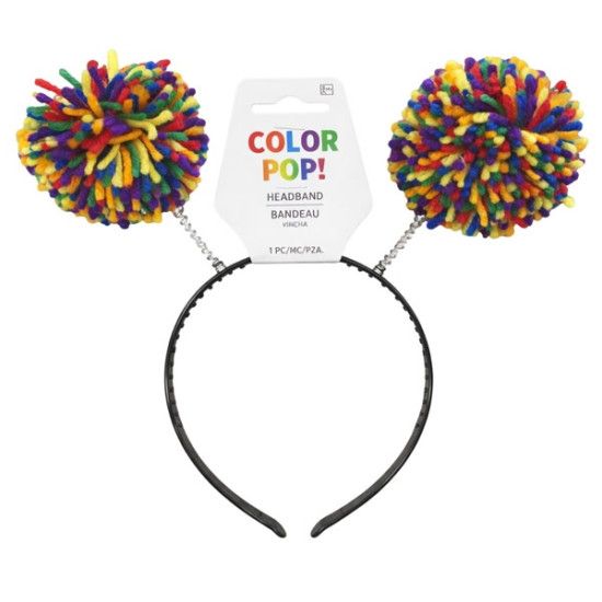 RAINBOW POM-POM HEAD BOPPER HEAD BAND