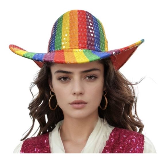 RAINBOW SEQUIN COWBOY HAT RAINBOW SEQUIN COWBOY HAT