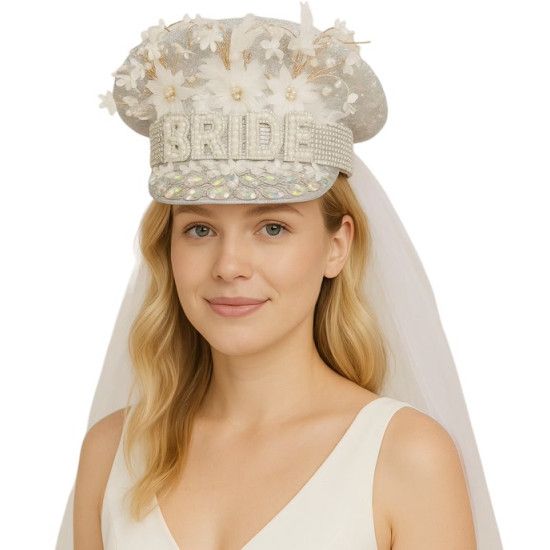BRIDE POLICE HAT WITH VEIL BRIDE POLICE HAT WITH VEIL